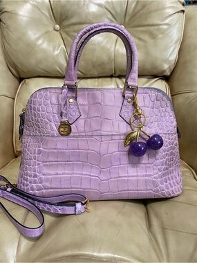 RARE Vintage Dooney & Bourke Alto Lavender Satchel Embossed Leather Italy